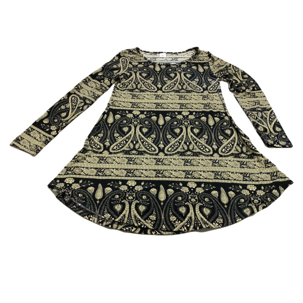 Faddare Women's Soft Long Sleeve Ethnic Loose Fit Shift Tunics Dress